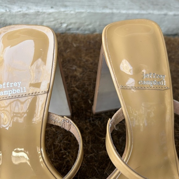 Jeffery Campbell Dusty Nude Patent Leather Hustler Platform Sandals Sz 7.5 - Picture 8 of 11